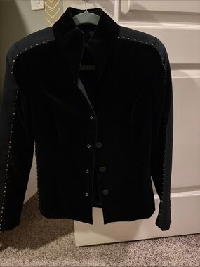 Carlisle Black Stud-Trim Velvet Blazer